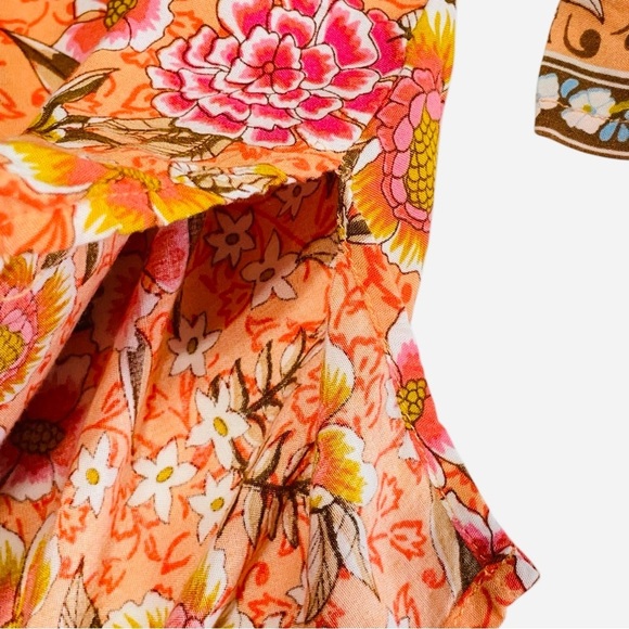 Umgee tangerine orange mix print floral top size M - Picture 10 of 14